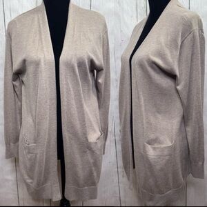 Luxury Premier Collection Cashmere Blend Open Front Cardigan Neutral Beige Cozy